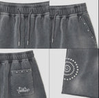 【typeservice】 Washed Hotfix Shorts [Charcoal]