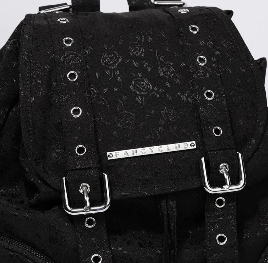 【Fancy Club】SATIN EYELET BACKPACK [White / Black]