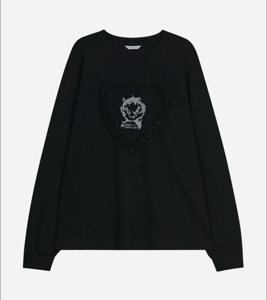 【typeservice】Edge Heart Top [Black / White]