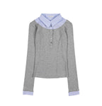 【Fancy Club】SHIRT LAYERED LONG SLEEVE [Gray / Black / Charcoal]