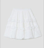 【typeservice】 Layered Volume Lace Skirt [White / Black]
