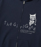 【niceghostclub】the girl gang waffle hoodie zipup [beige / navy]