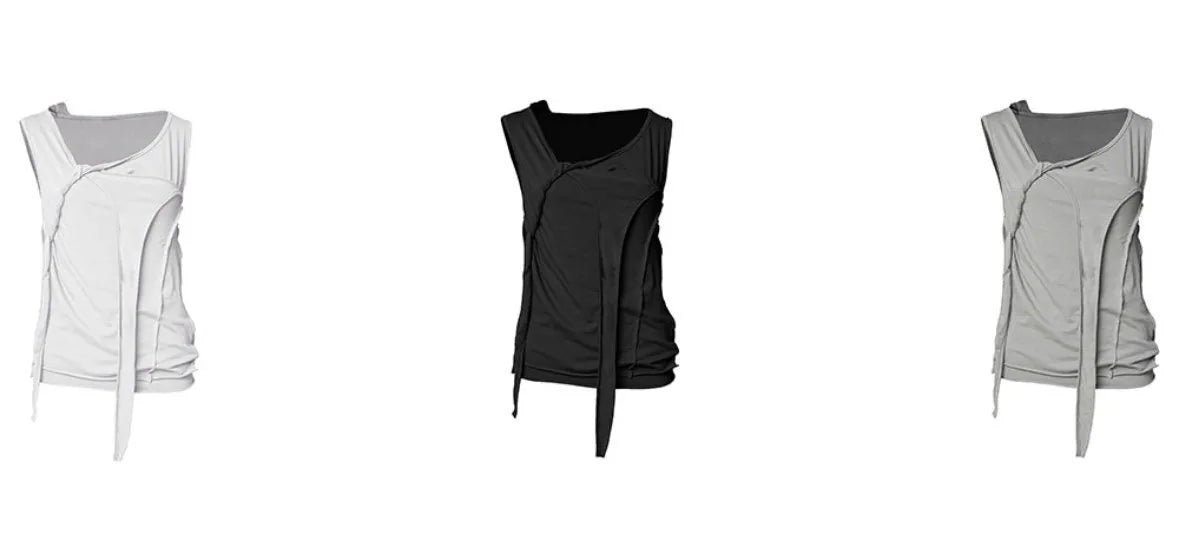【Flare up】3-Layered Braided Sleeveless [Black / White / Gray]