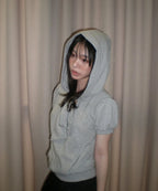 【Fancy Club】PUFF ROUND SCARF HOODIE [Gray]