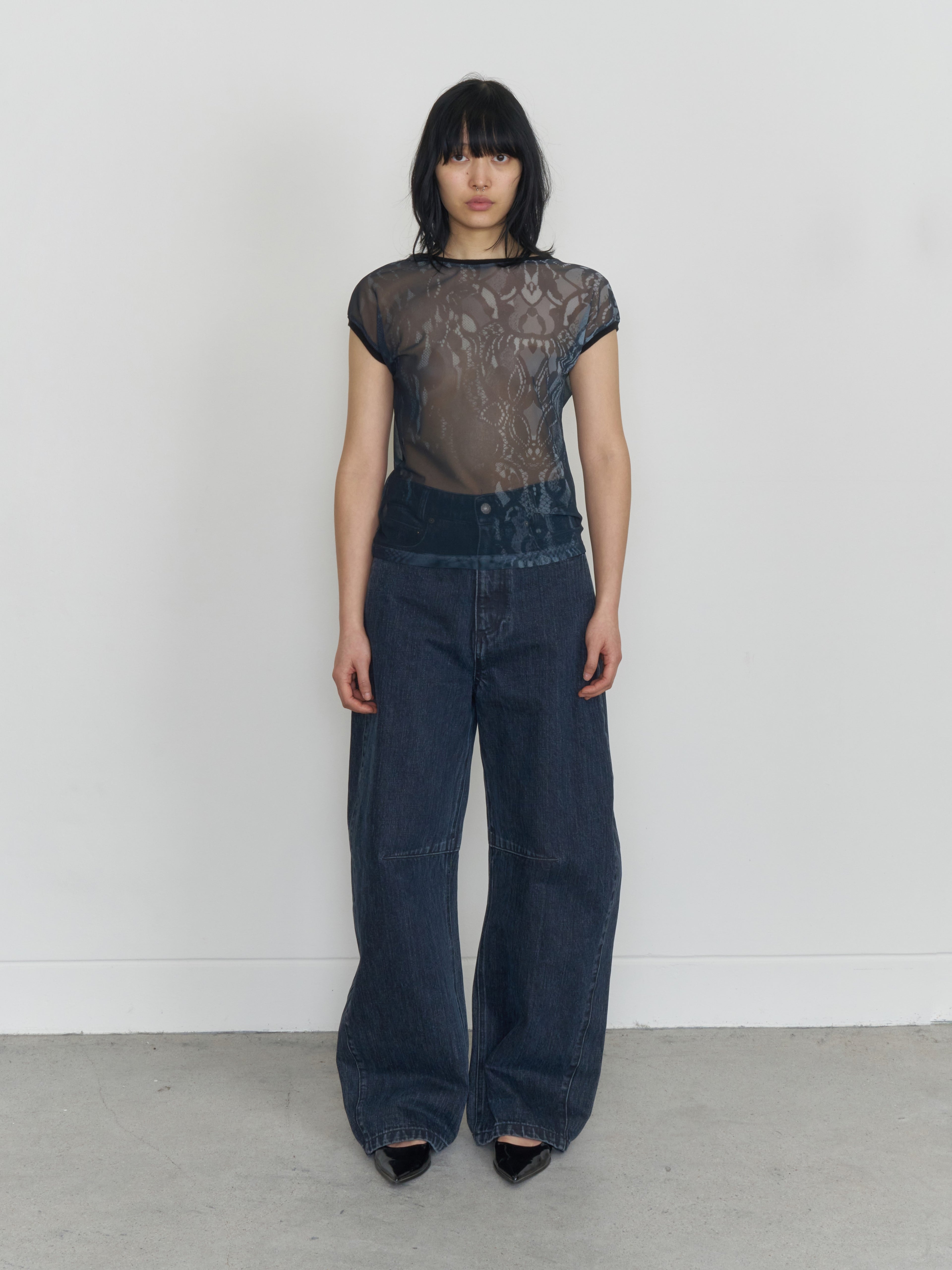 【odlyworkshop】Ribbed Short Mesh Tee  - 2 colors