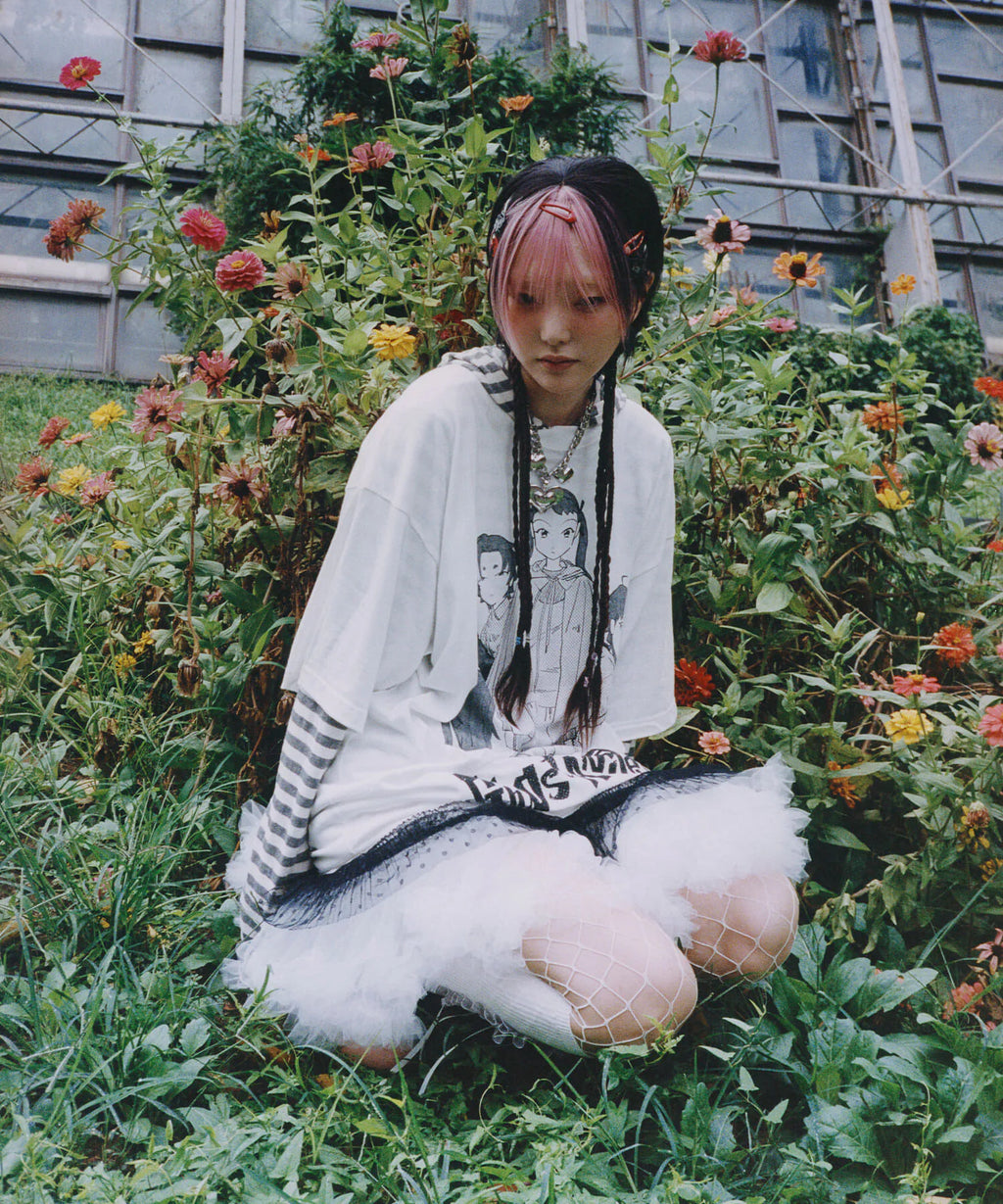 【好鬼俱樂部】 ghost angels lace hem line big big tee