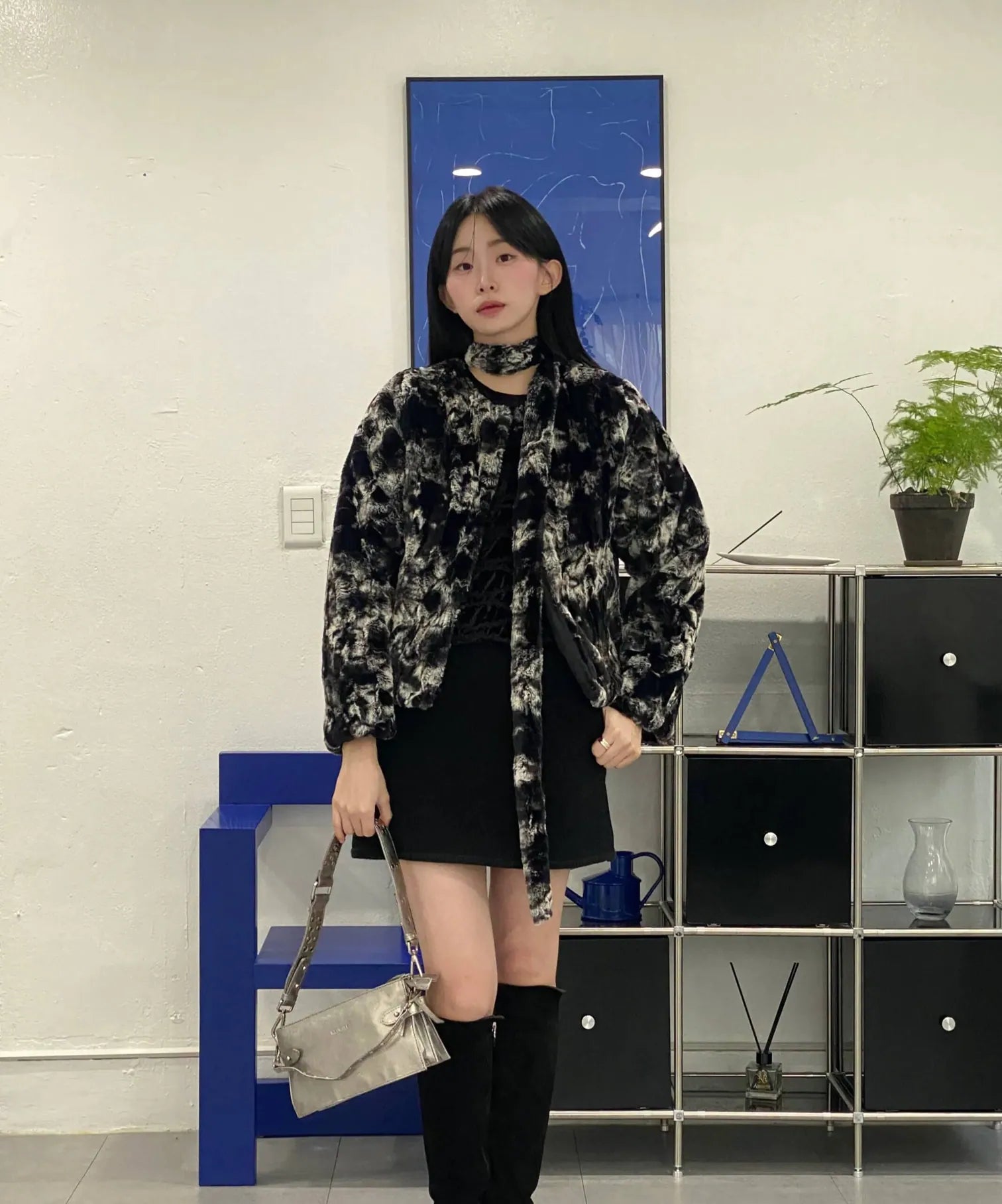 【Flare up】Scarf Fur Jacket