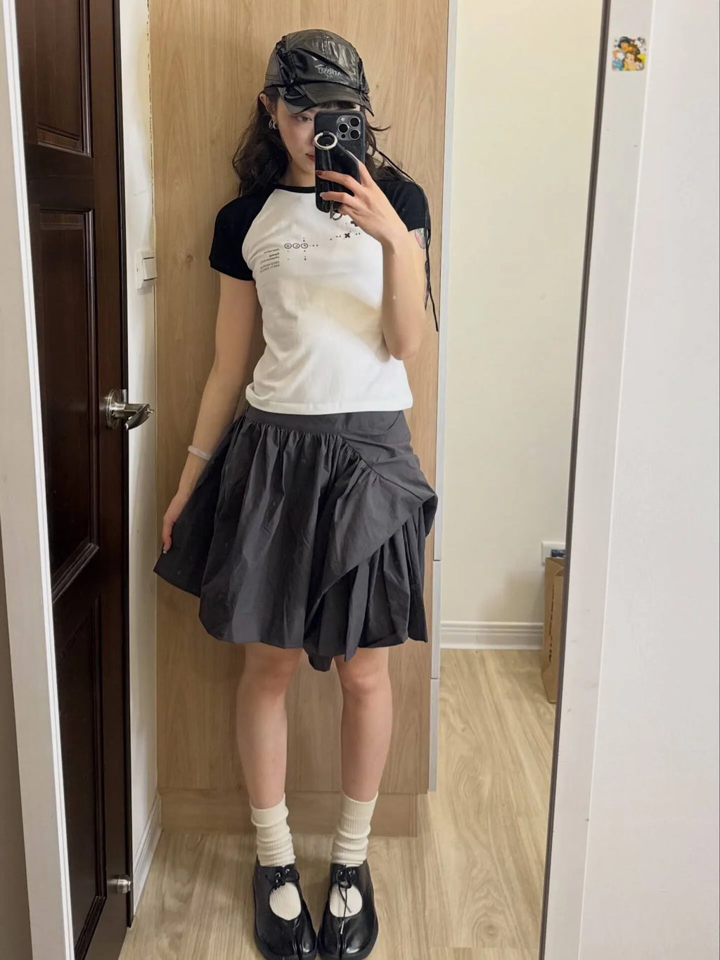 【Flare up】Asymmetrical Draped Layered Skirt （黑色現貨）