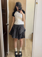 【Flare up】Asymmetrical Draped Layered Skirt （黑色現貨）