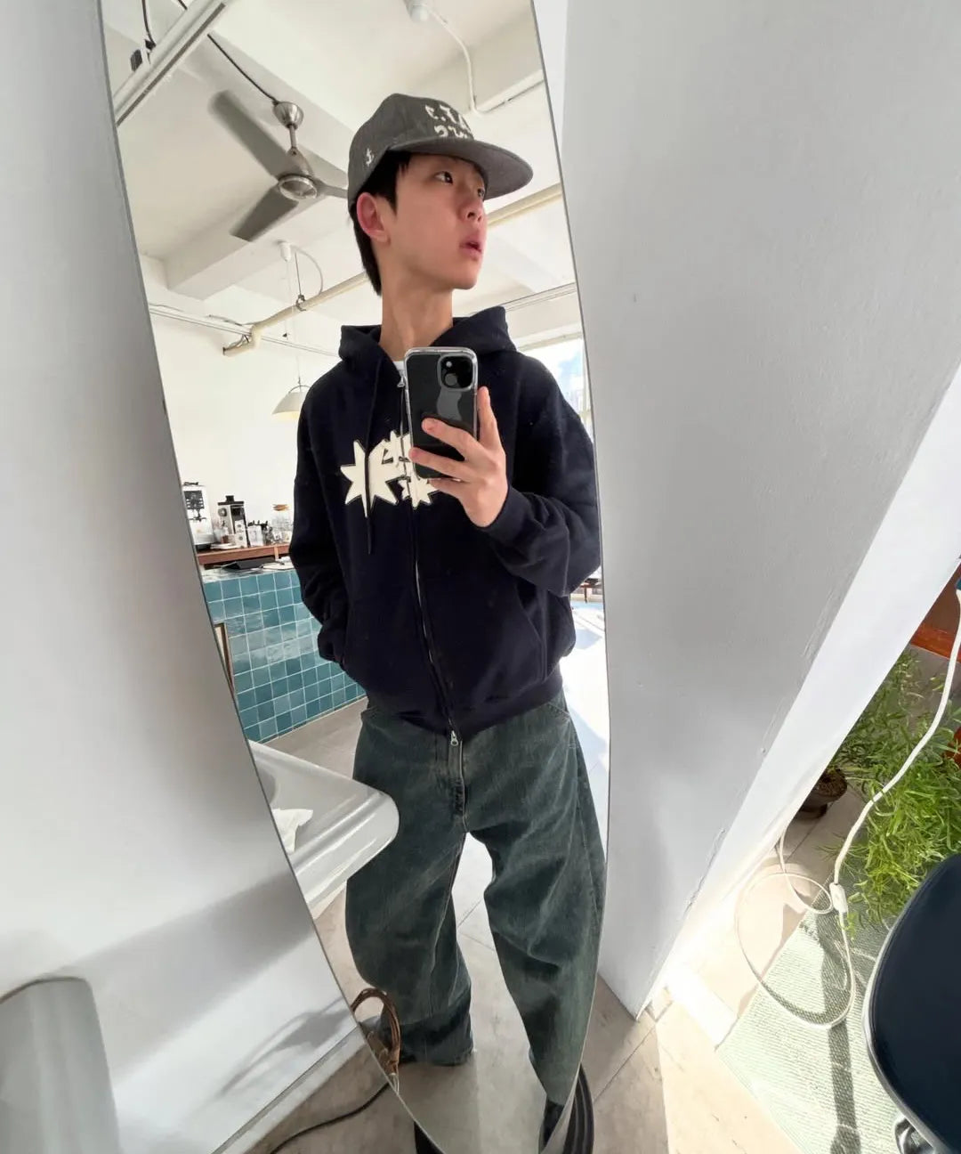 【niceghostclub】3STAR APPLIQUE HOODIE ZIP UP [NAVY / WHITE / BURGUNDY]