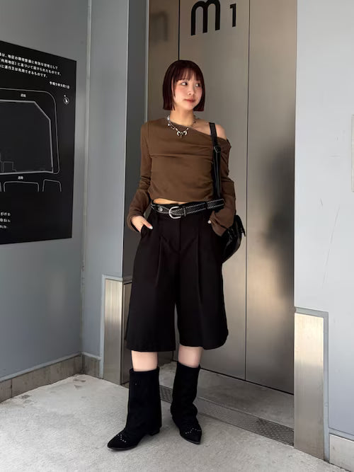 【KASTANE】鈕扣露肩剪裁設計長袖 - 5 colors