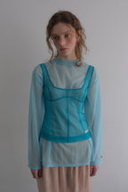 【overdue flair】MESH CORSET SLEEVELESS - 2 colors