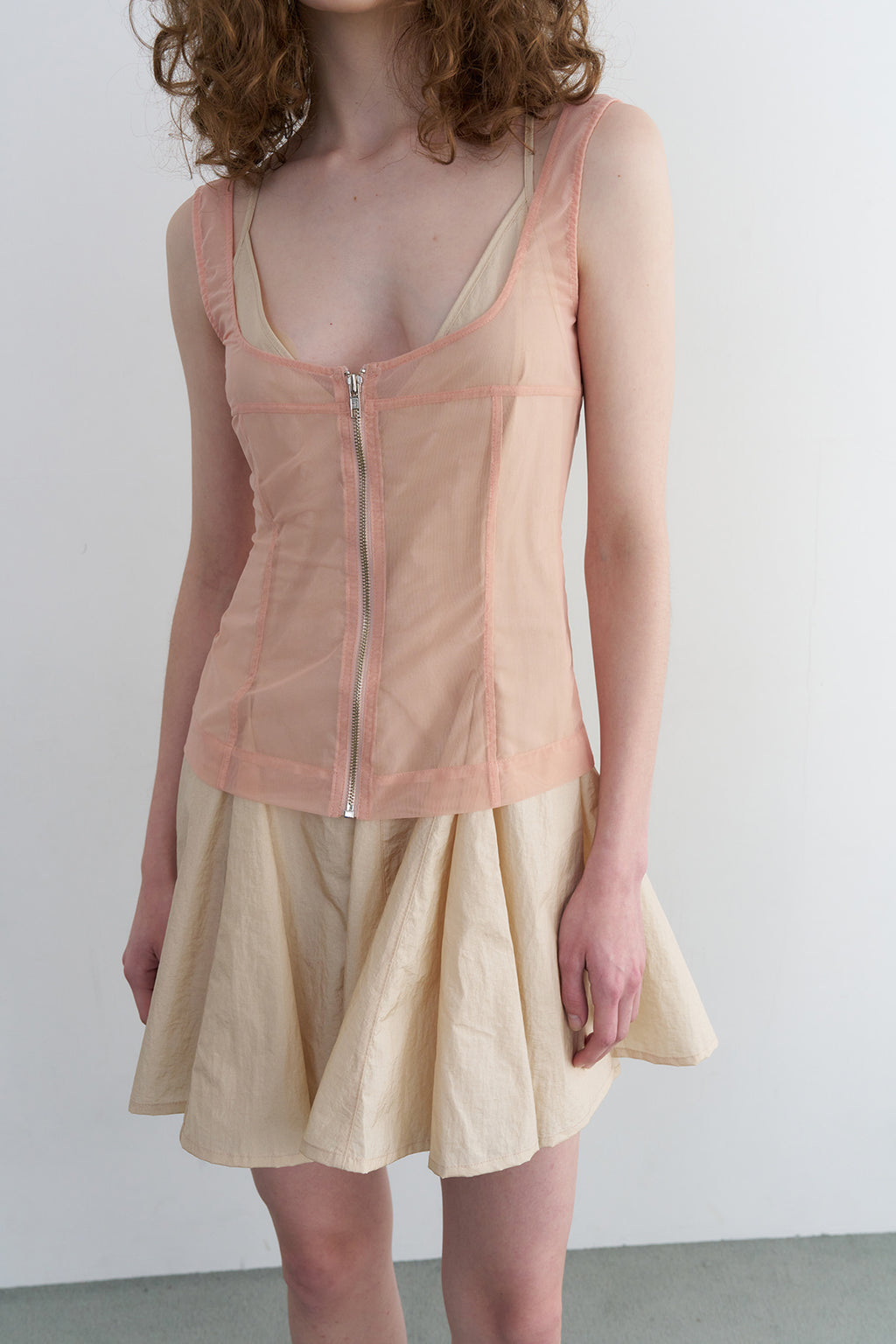 【overdue flair】MESH CORSET SLEEVELESS - 2 colors