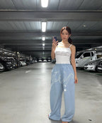 【Fancy Club】 ANGEL VINTAGE SWEATPANTS [Black / Blue / Gray / Pink]
