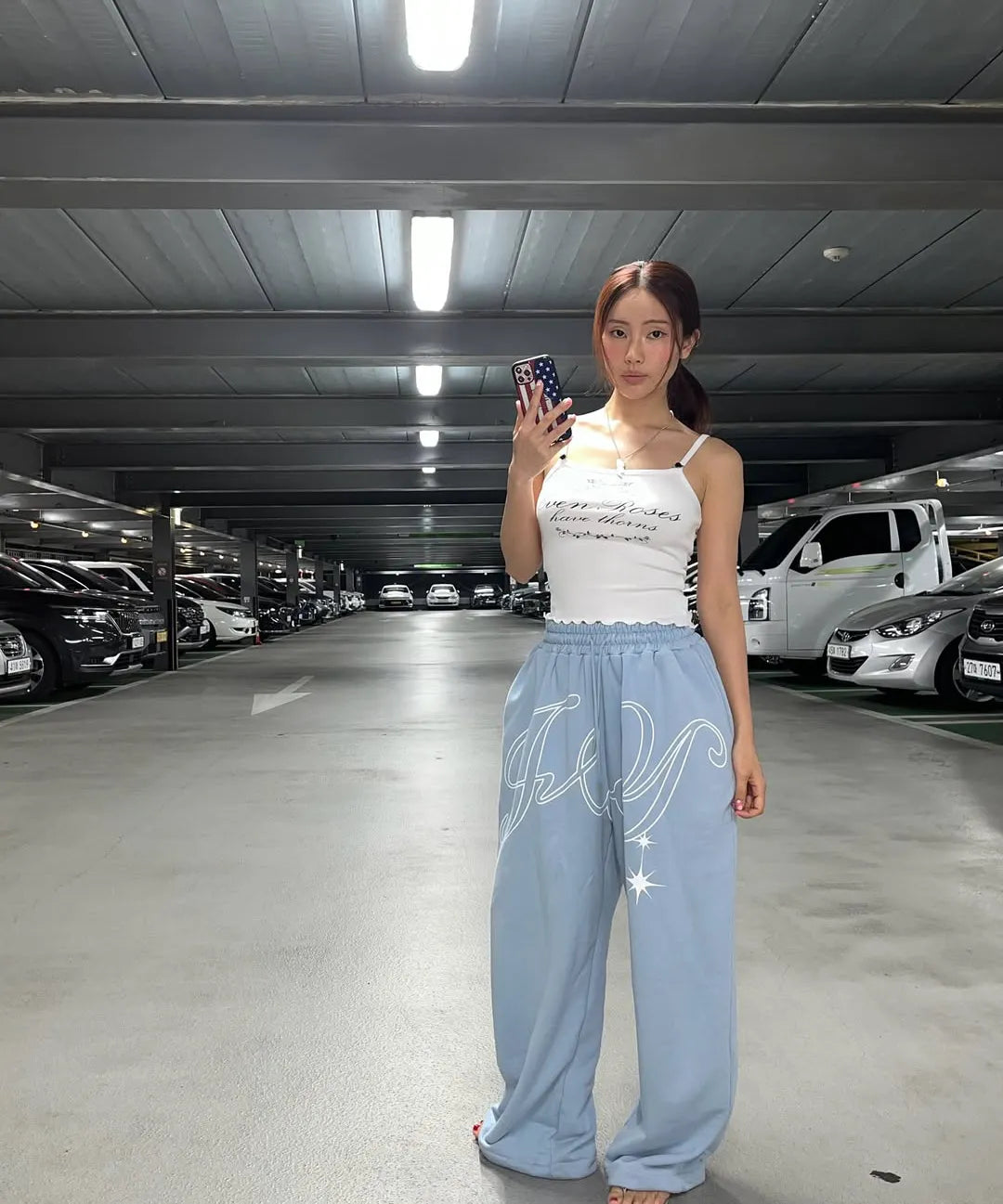 【Fancy Club】 ANGEL VINTAGE SWEATPANTS [Black / Blue / Gray / Pink]