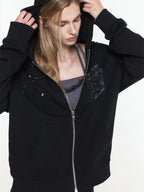 【3hreeto8ighty】EYELET POCKET HOODIE ZIP-UP - 2 colors