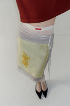 【overdue flair】BEADED LAYERED WRAP SKIRT - YELLOW/BLUE