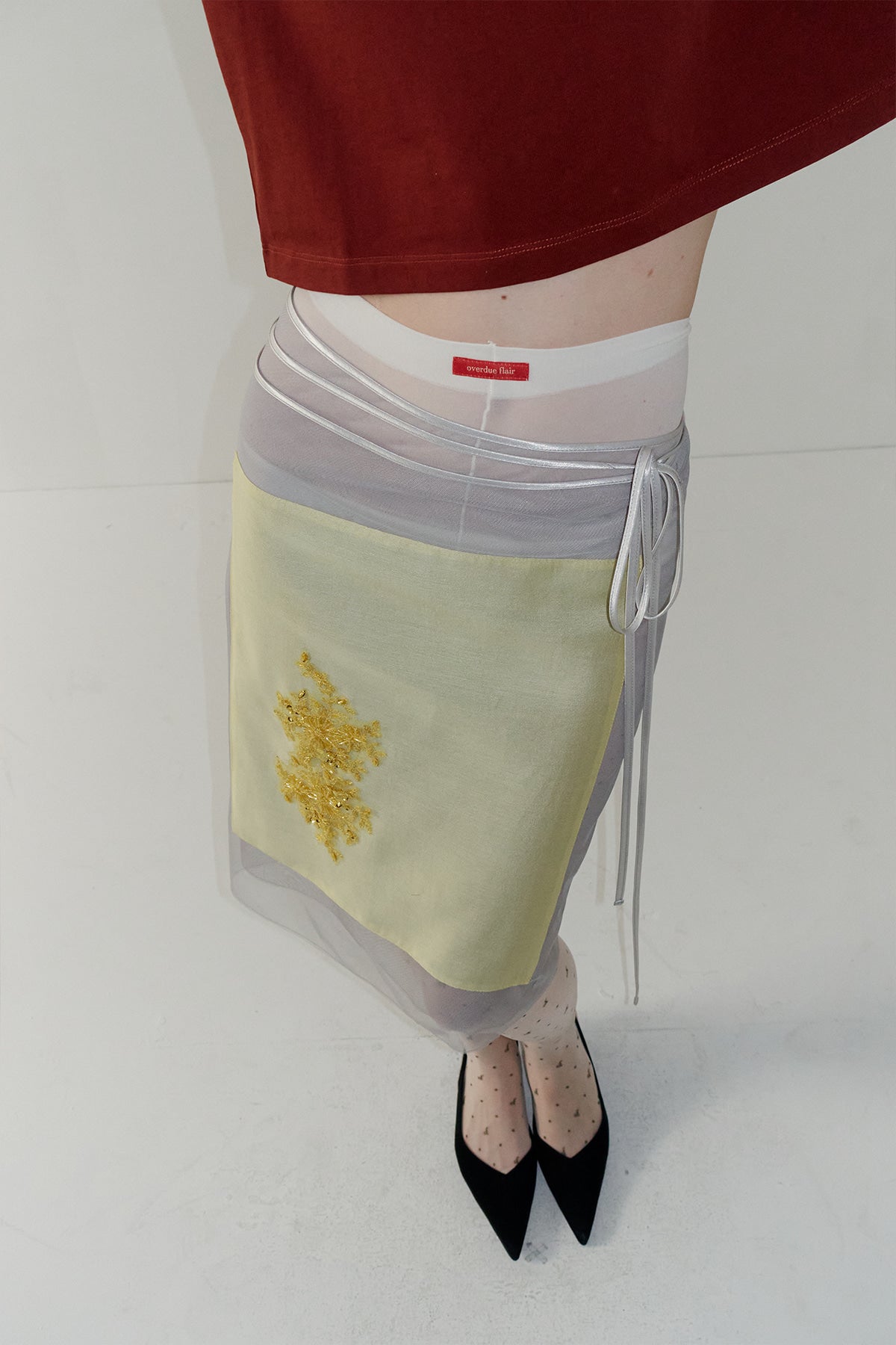 【overdue flair】BEADED LAYERED WRAP SKIRT - YELLOW/BLUE