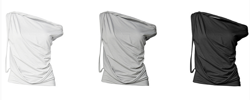 【Flare up】Braided Drape One-Shoulder Top  [Black / White]