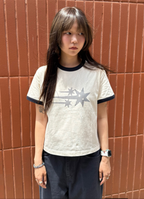 【niceghostclub】  check 3star basic ringer tee [ cream / yellow / charcoal / gray ]