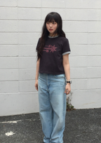 【niceghostclub】  check 3star basic ringer tee [ cream / yellow / charcoal / gray ]