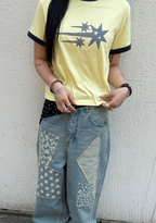 【niceghostclub】  check 3star basic ringer tee [ cream / yellow / charcoal / gray ]