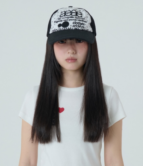 【aeae】WEB LOGO STAR MESH CAP [ BLACK / BLUE ]