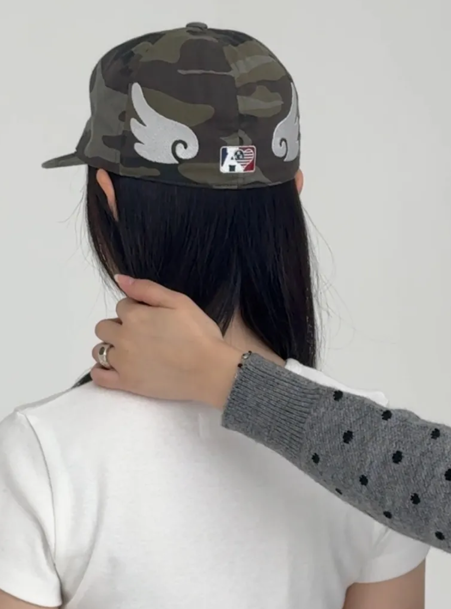 【aeae】AE SYMBOL ANGEL WING CAP [ CAMO / GREY ]