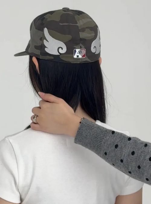 【aeae】AE SYMBOL ANGEL WING CAP [ CAMO / GREY ]