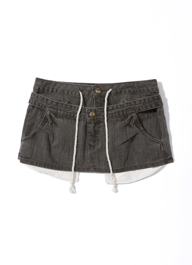 【SCULPTOR】Apron Layered Mini Skirt - 3 colors