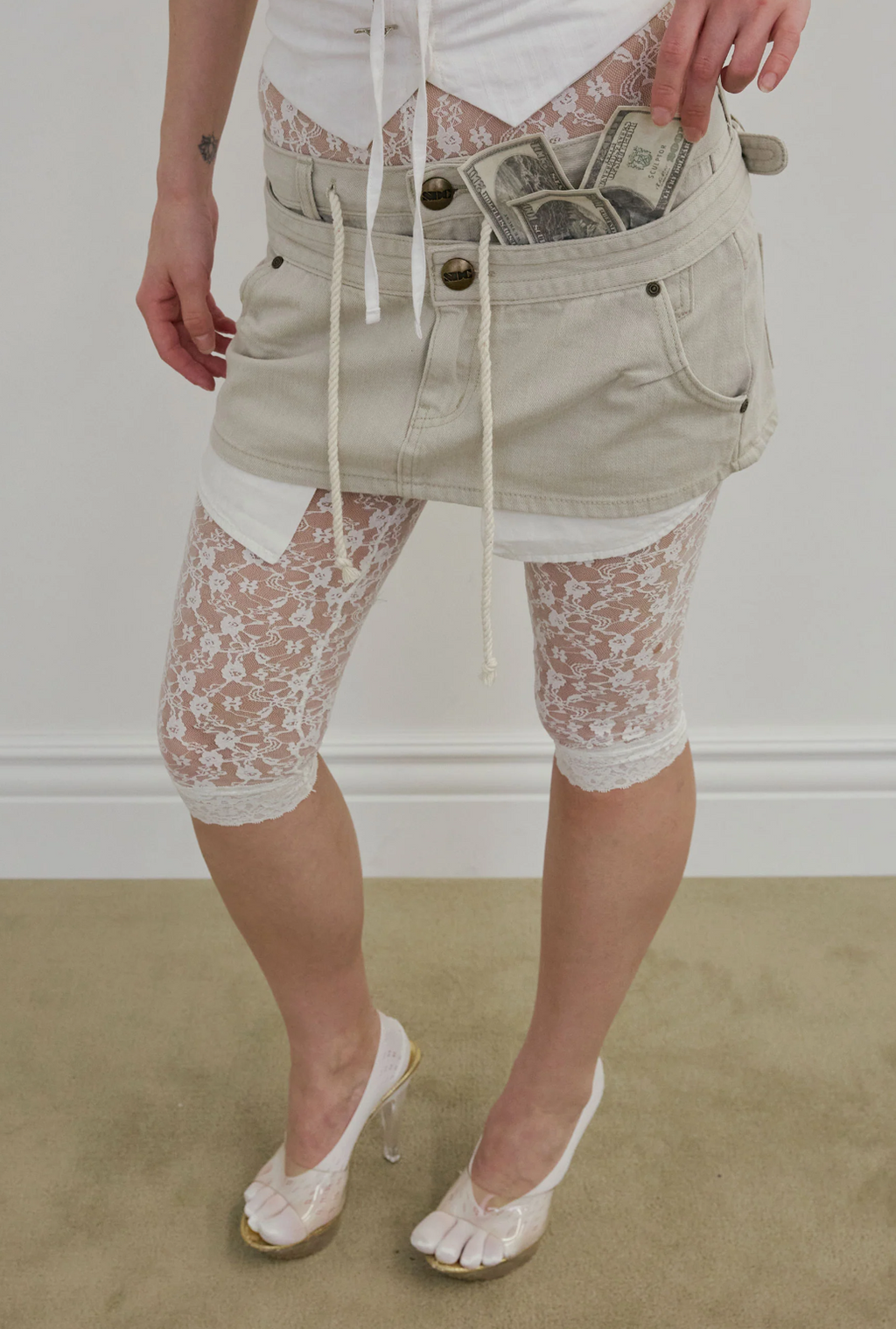 【SCULPTOR】Apron Layered Mini Skirt - 3 colors