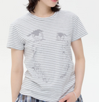 【typeservice】Cry Eyes Stripe Short Sleeve Top - grey
