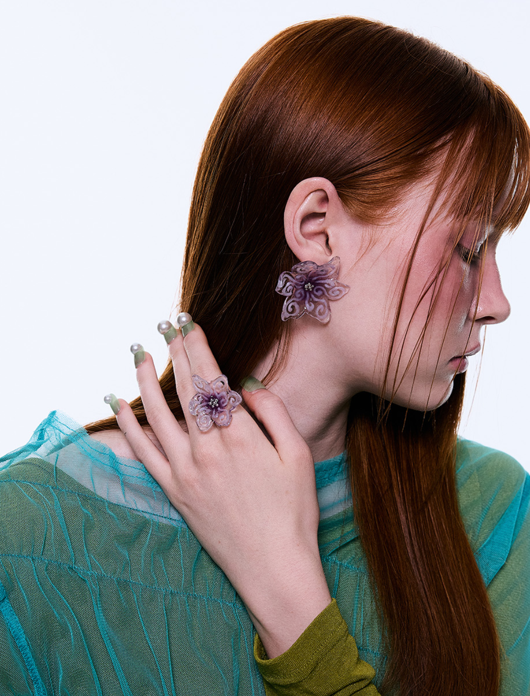 【NFF】muse flower earrings - purple