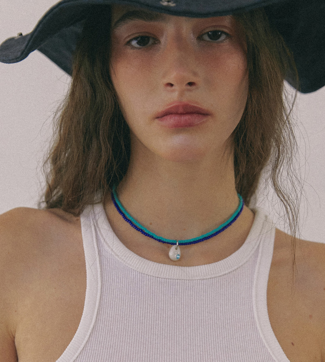 【NFF】color layer necklace - blue