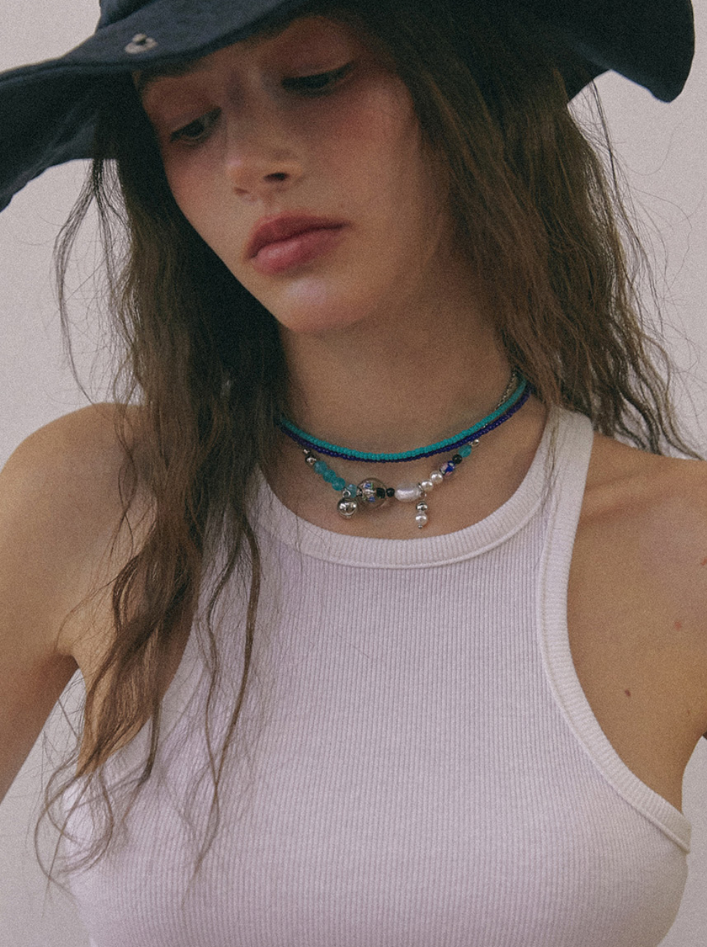 【NFF】color layer necklace - blue
