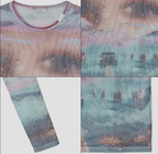 【typeservice】Sunset Eye Mesh Top [ Orange ]