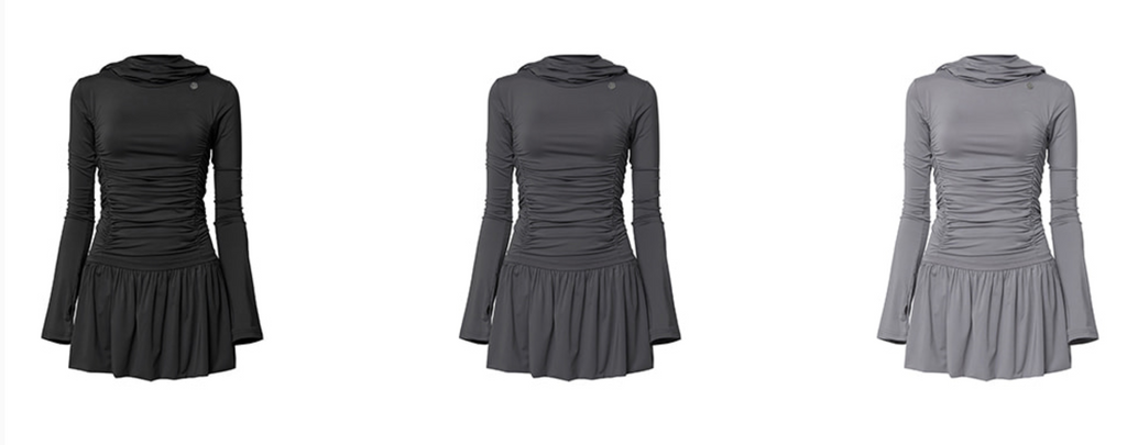【Flare up】Hooded High Neck Long Dress - 3 colors