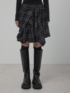 【Flare up】Asymmetrical Draped Layered Skirt