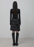 【Flare up】Asymmetrical Draped Layered Skirt
