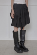 【Flare up】Asymmetrical Draped Layered Skirt