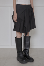 【Flare up】Asymmetrical Draped Layered Skirt