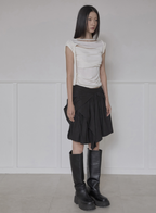 【Flare up】Asymmetrical Draped Layered Skirt
