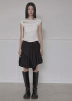 【Flare up】Asymmetrical Draped Layered Skirt