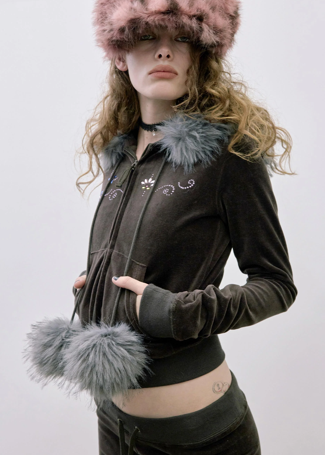 【SCULPTOR】Velour Track Hooded Zip-Up  - 3 colors