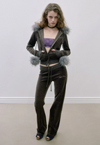 【SCULPTOR】Velour Track Hooded Zip-Up  - 3 colors