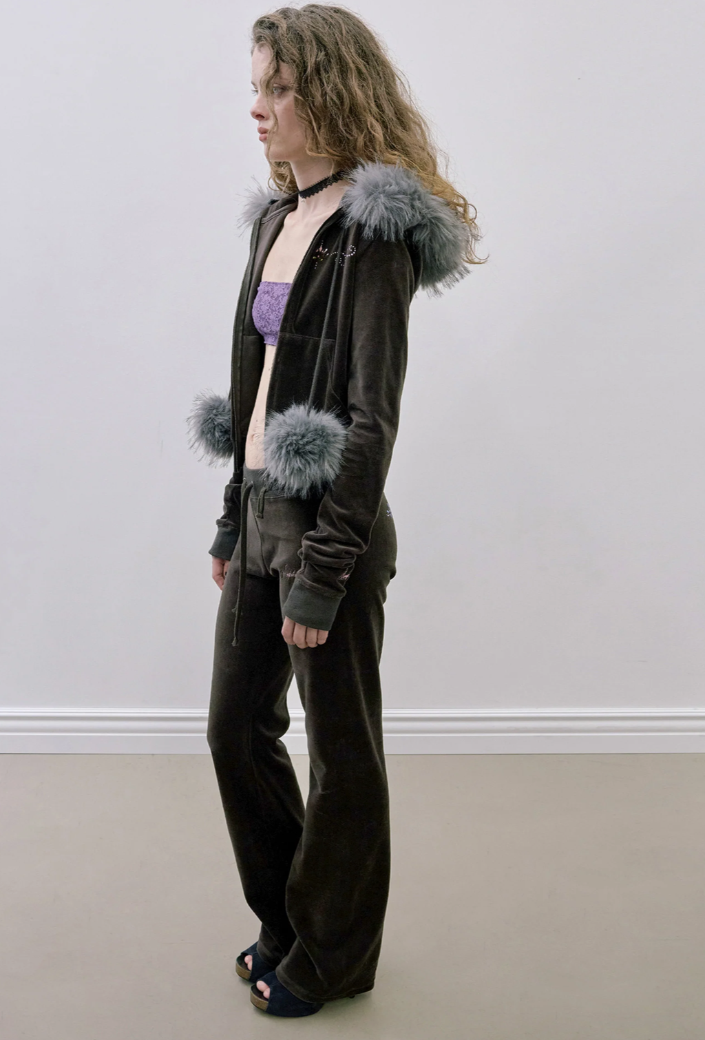 【SCULPTOR】Velour Track Hooded Zip-Up  - 3 colors