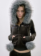 【SCULPTOR】Velour Track Hooded Zip-Up  - 3 colors