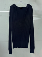 【SCULPTOR】Deep V Cut Hooded Sweater - 3 colors