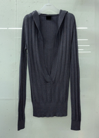 【SCULPTOR】Deep V Cut Hooded Sweater - 3 colors