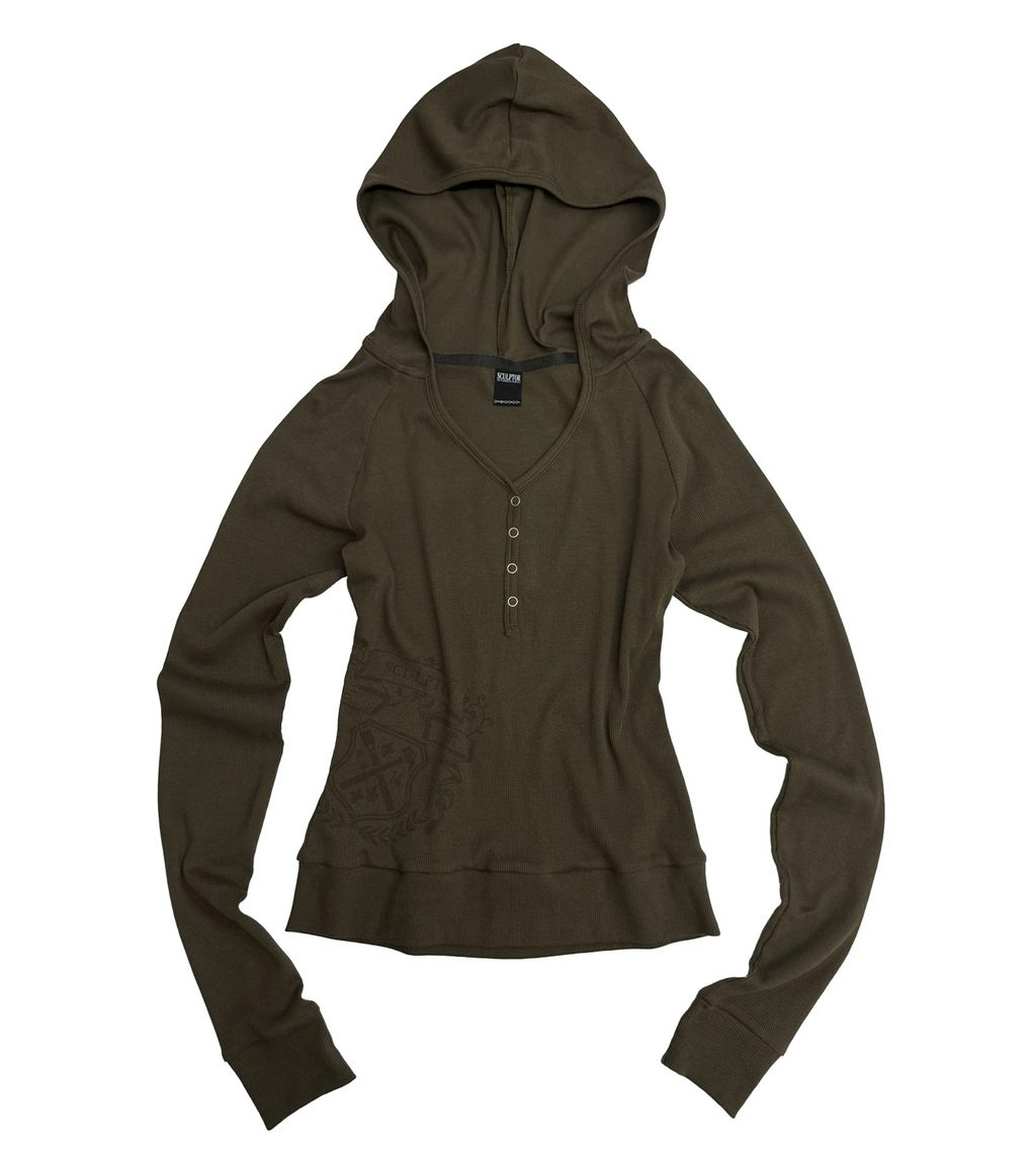 【SCULPTOR】Crest Henley Hoodie - 3 colors